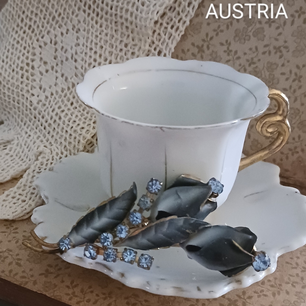 Antique Austrian Brooch With Pale Blue Jewels